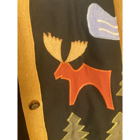 Vintage Rojo Patchwork Bode Jacket Dup Moose Forest Cotton Cardigan Men's Sz M - Picture 9 of 12